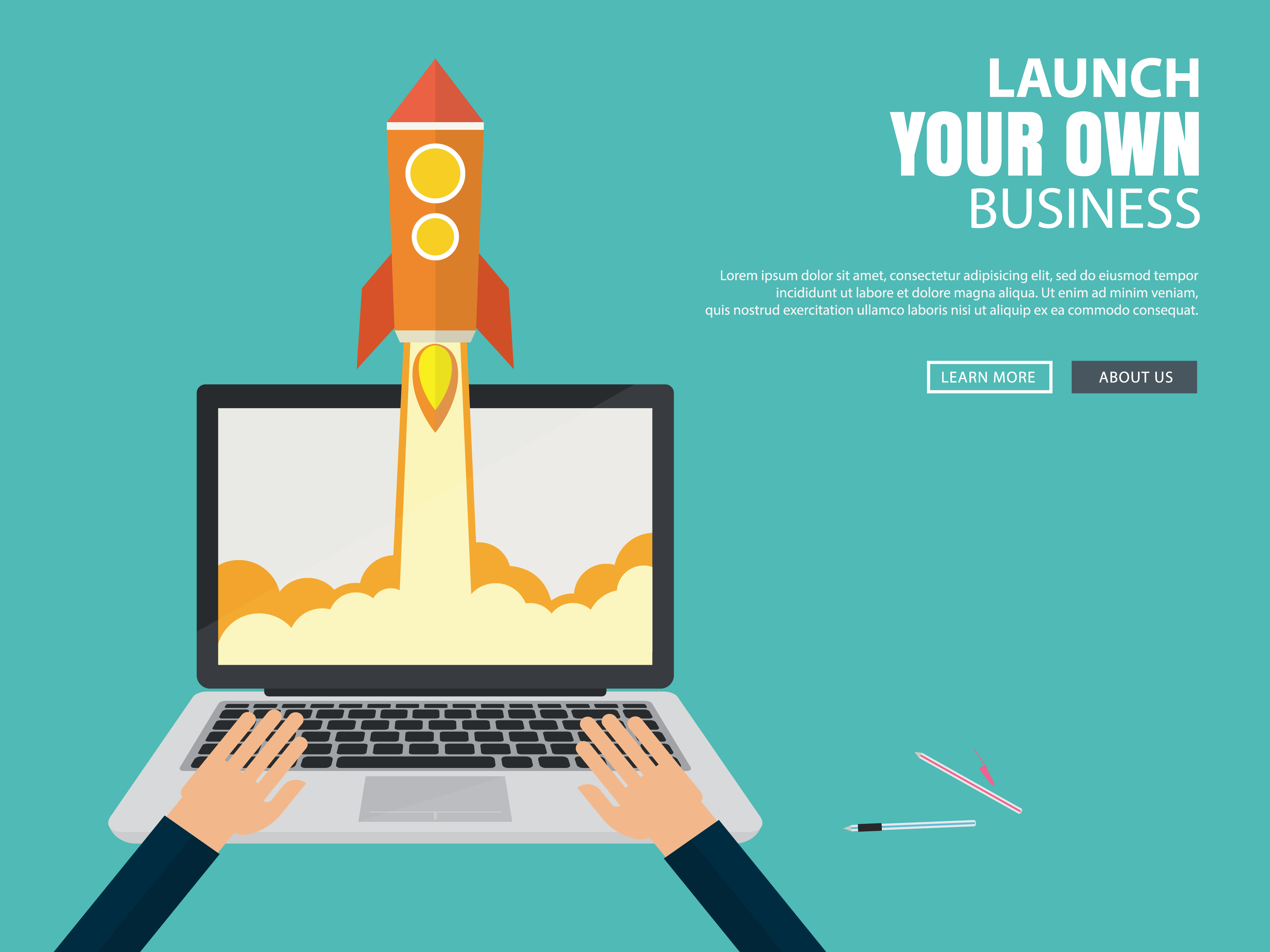 Business launch. Старт флэт. Own Business illustration. Startup Preview vector.